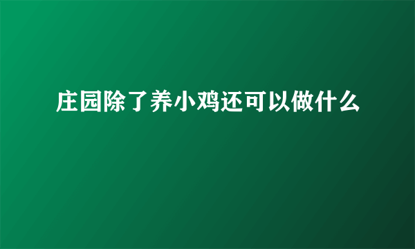 庄园除了养小鸡还可以做什么