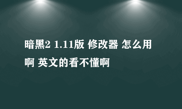 暗黑2 1.11版 修改器 怎么用啊 英文的看不懂啊