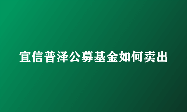 宜信普泽公募基金如何卖出