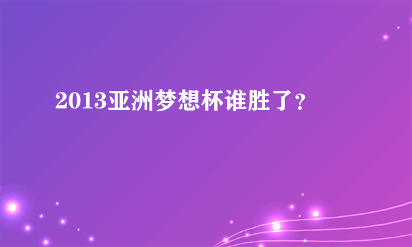 2013亚洲梦想杯谁胜了？