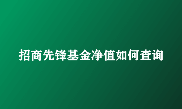 招商先锋基金净值如何查询