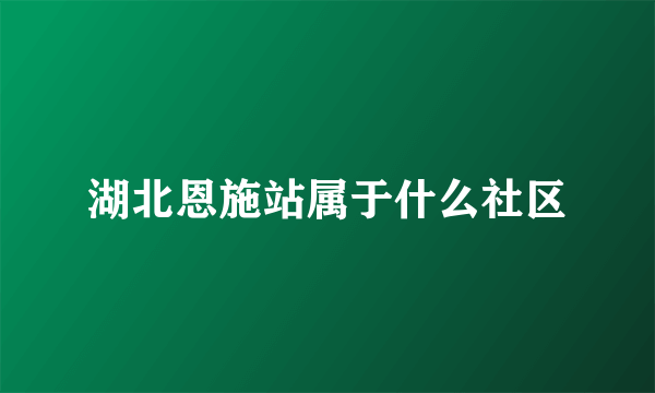 湖北恩施站属于什么社区