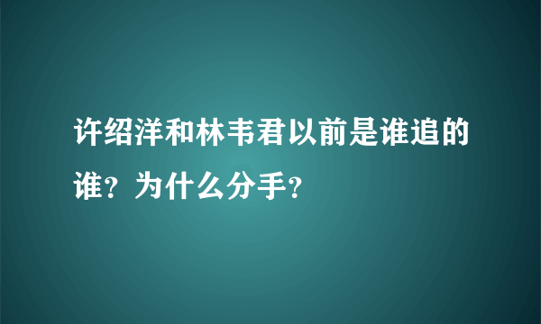 许绍洋和林韦君以前是谁追的谁？为什么分手？