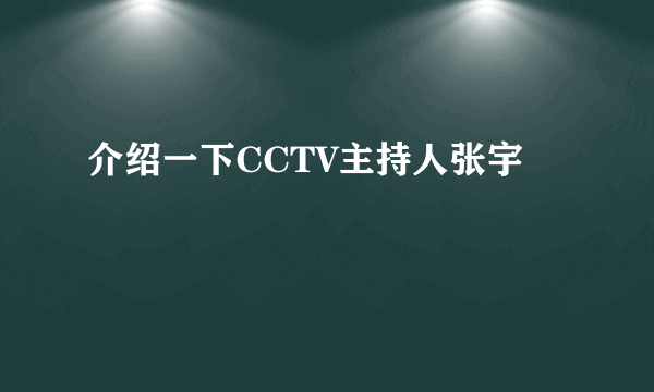 介绍一下CCTV主持人张宇