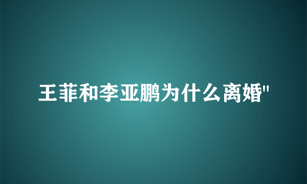 王菲和李亚鹏为什么离婚