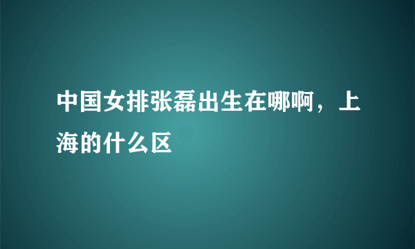 中国女排张磊出生在哪啊，上海的什么区