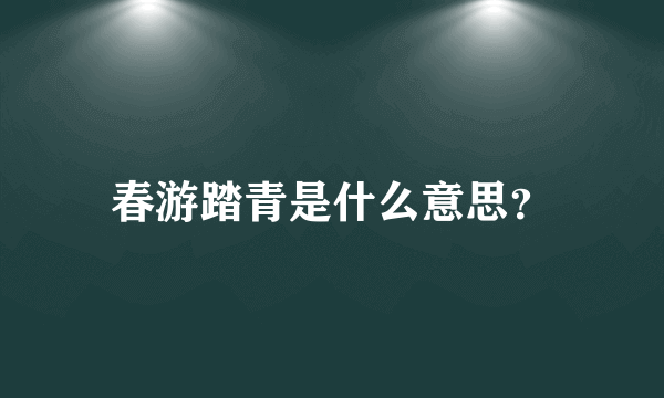 春游踏青是什么意思？