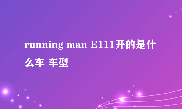 running man E111开的是什么车 车型