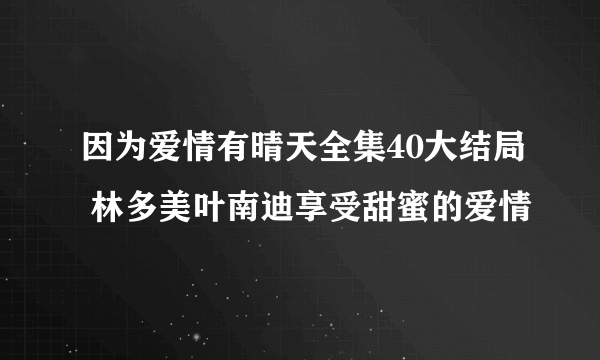 因为爱情有晴天全集40大结局 林多美叶南迪享受甜蜜的爱情