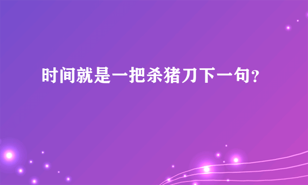 时间就是一把杀猪刀下一句？