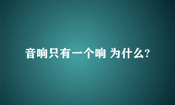 音响只有一个响 为什么?