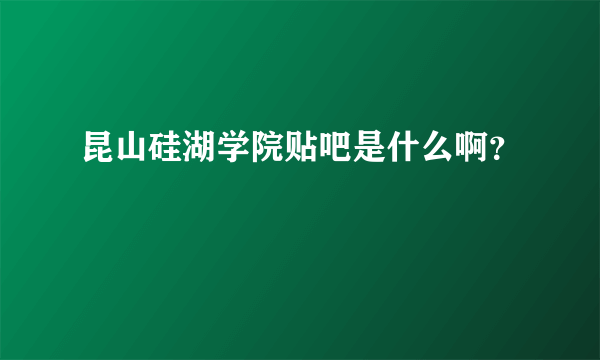 昆山硅湖学院贴吧是什么啊？