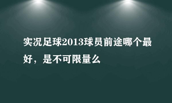 实况足球2013球员前途哪个最好，是不可限量么