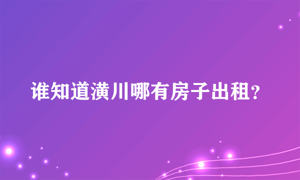 谁知道潢川哪有房子出租？