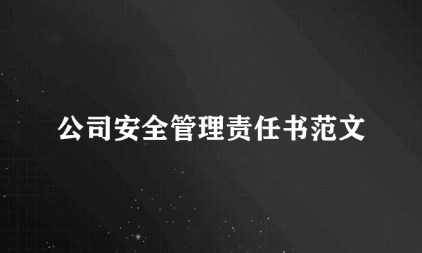 公司安全管理责任书范文