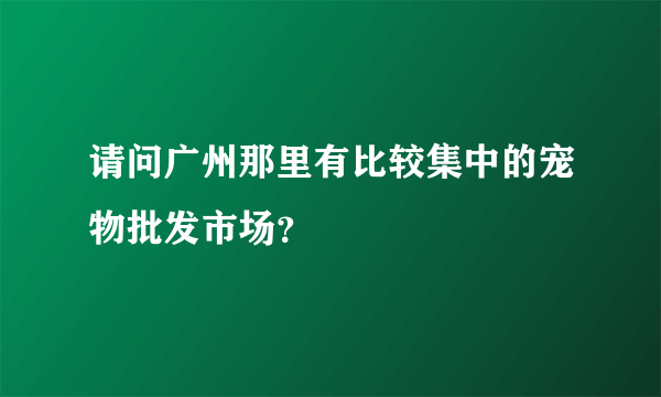 请问广州那里有比较集中的宠物批发市场？