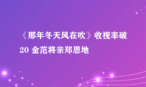 《那年冬天风在吹》收视率破20 金范将亲郑恩地