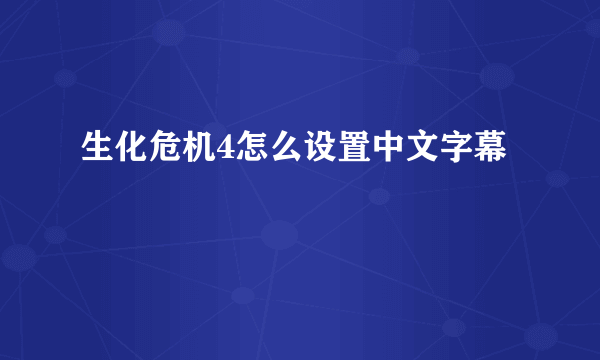 生化危机4怎么设置中文字幕