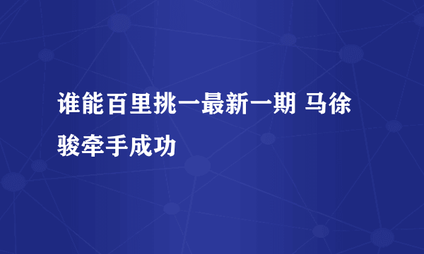 谁能百里挑一最新一期 马徐骏牵手成功