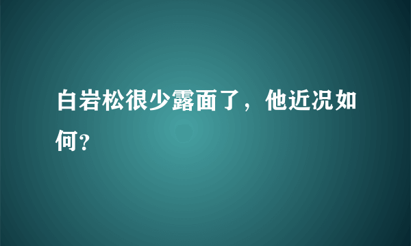 白岩松很少露面了，他近况如何？