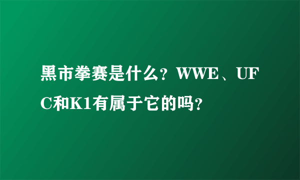 黑市拳赛是什么？WWE、UFC和K1有属于它的吗？