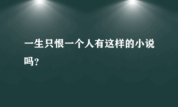 一生只恨一个人有这样的小说吗？