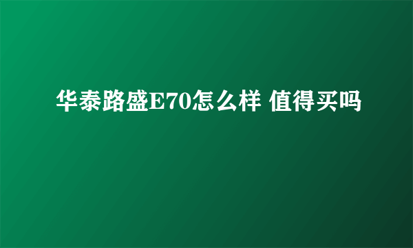 华泰路盛E70怎么样 值得买吗