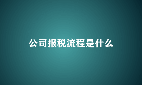 公司报税流程是什么