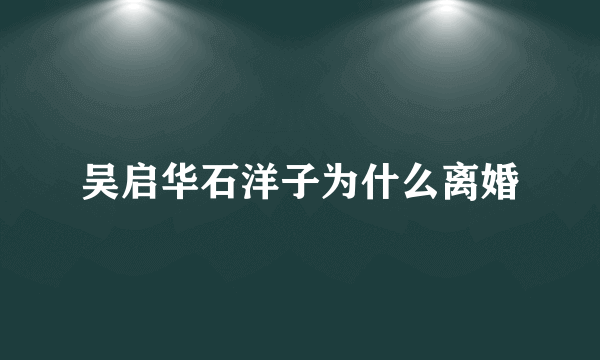 吴启华石洋子为什么离婚