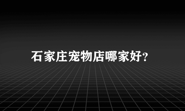 石家庄宠物店哪家好？