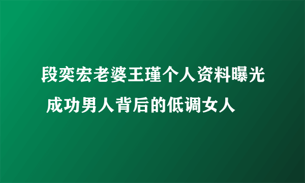 段奕宏老婆王瑾个人资料曝光 成功男人背后的低调女人