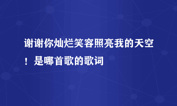 谢谢你灿烂笑容照亮我的天空！是哪首歌的歌词