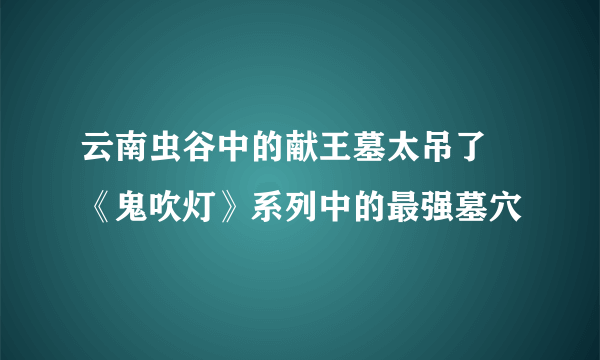 云南虫谷中的献王墓太吊了 《鬼吹灯》系列中的最强墓穴