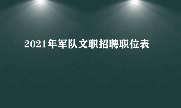 2021年军队文职招聘职位表