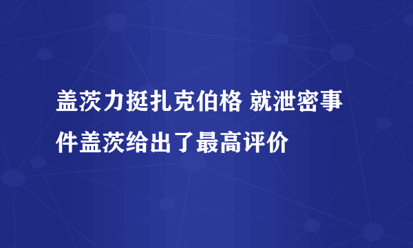 盖茨力挺扎克伯格 就泄密事件盖茨给出了最高评价