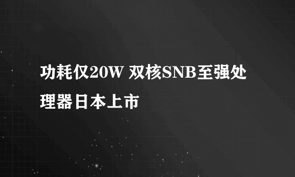 功耗仅20W 双核SNB至强处理器日本上市