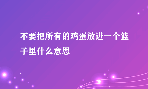 不要把所有的鸡蛋放进一个篮子里什么意思