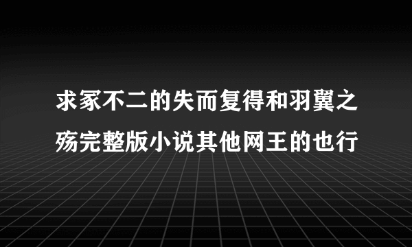 求冢不二的失而复得和羽翼之殇完整版小说其他网王的也行