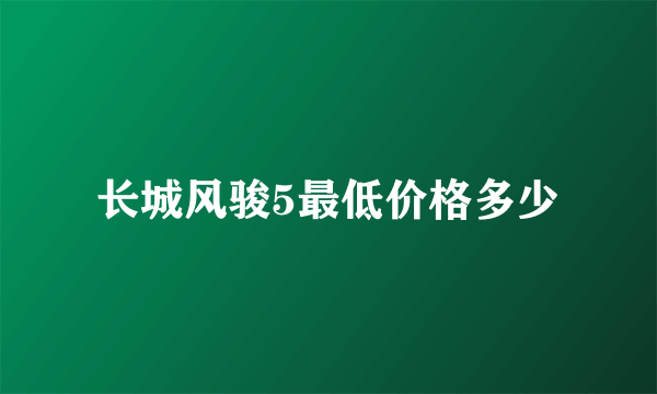 长城风骏5最低价格多少