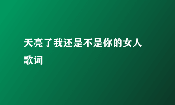 天亮了我还是不是你的女人 歌词