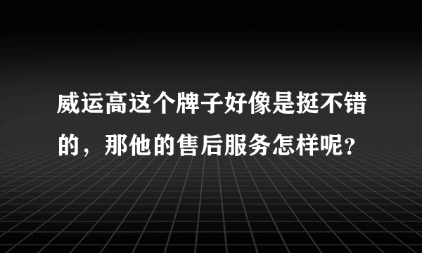 威运高这个牌子好像是挺不错的，那他的售后服务怎样呢？