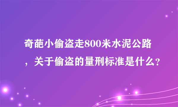 奇葩小偷盗走800米水泥公路，关于偷盗的量刑标准是什么？