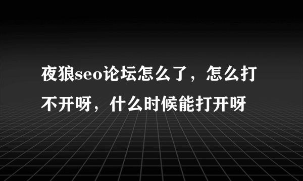 夜狼seo论坛怎么了，怎么打不开呀，什么时候能打开呀