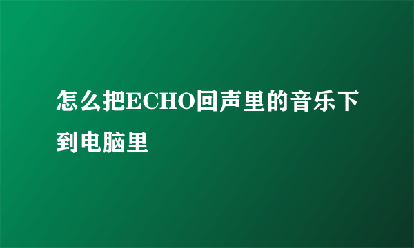 怎么把ECHO回声里的音乐下到电脑里