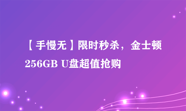 【手慢无】限时秒杀，金士顿256GB U盘超值抢购