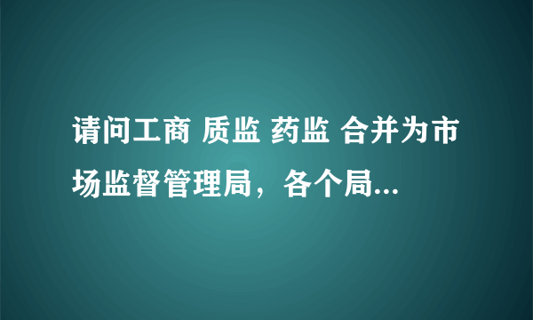 请问工商 质监 药监 合并为市场监督管理局，各个局里有三四个副局长 怎么分配呢