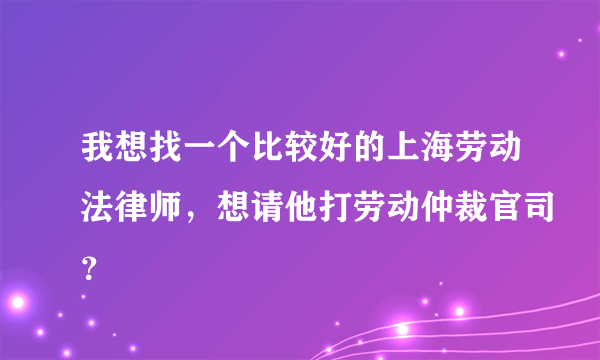 我想找一个比较好的上海劳动法律师，想请他打劳动仲裁官司？