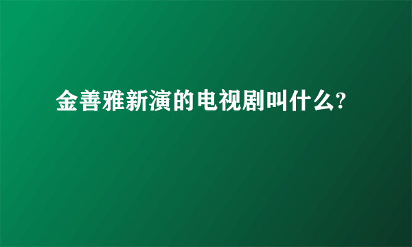 金善雅新演的电视剧叫什么?