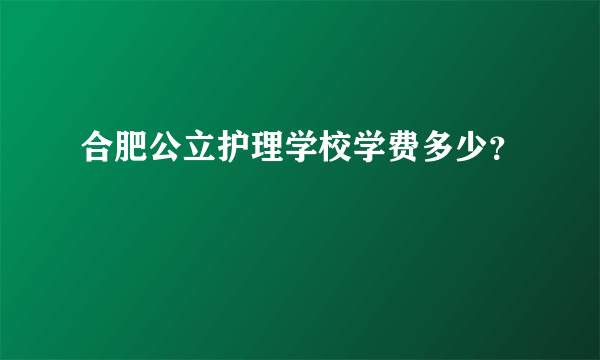 合肥公立护理学校学费多少？