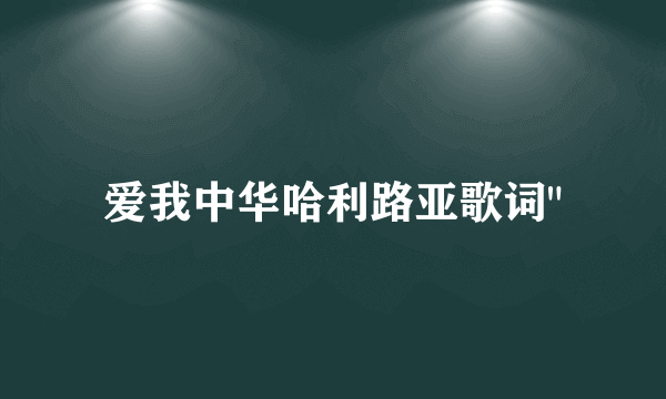 爱我中华哈利路亚歌词